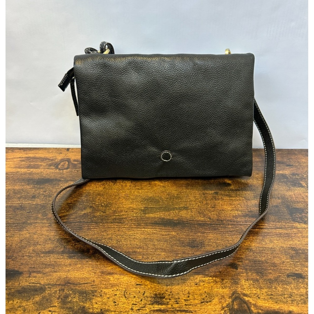 J JILL Do It All Crossbody Black Pebbled Leather Soft Fold Bag Minimalist Purse - Picture 2 of 16